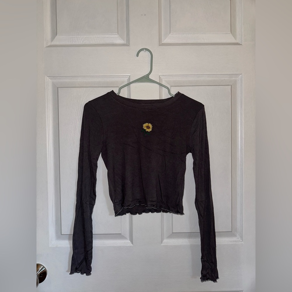 Gray long sleeve crop top wild fable